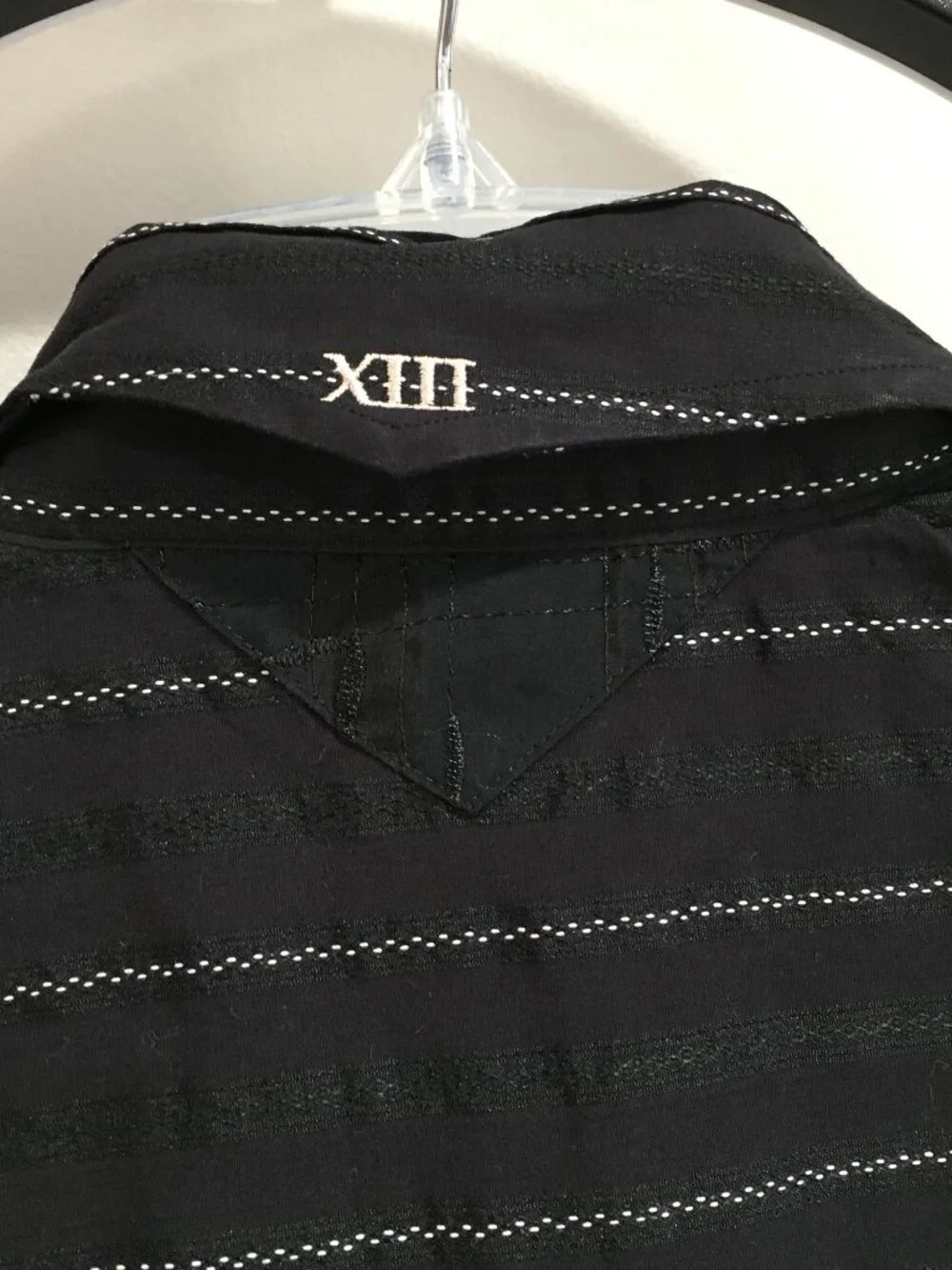 CLEAN LAUNDRY CHRISTOPHER WICKS Black Eggshell Woven Striped French Cuff Shirt